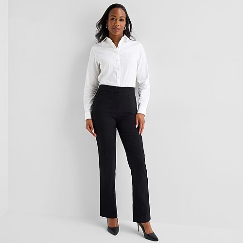 Liz Claiborne Lisa Womens Tall Straight Pull-On Pant, 20 Tall, Black