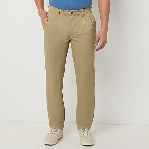 St. John's Bay Universal Wrinkle Free Easy Care Mens Classic Fit Pleated Pant, 42 32, Brown