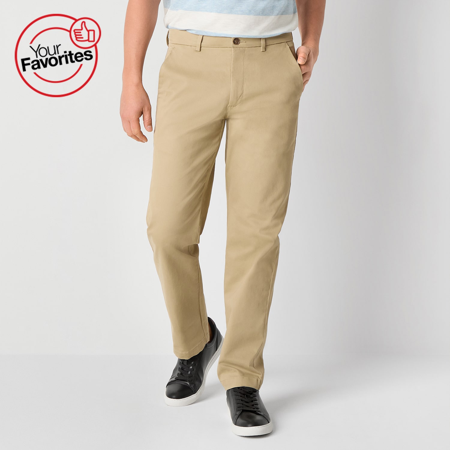 St. John's Bay Stretch Chino Mens Relaxed Fit Flat Front Pant