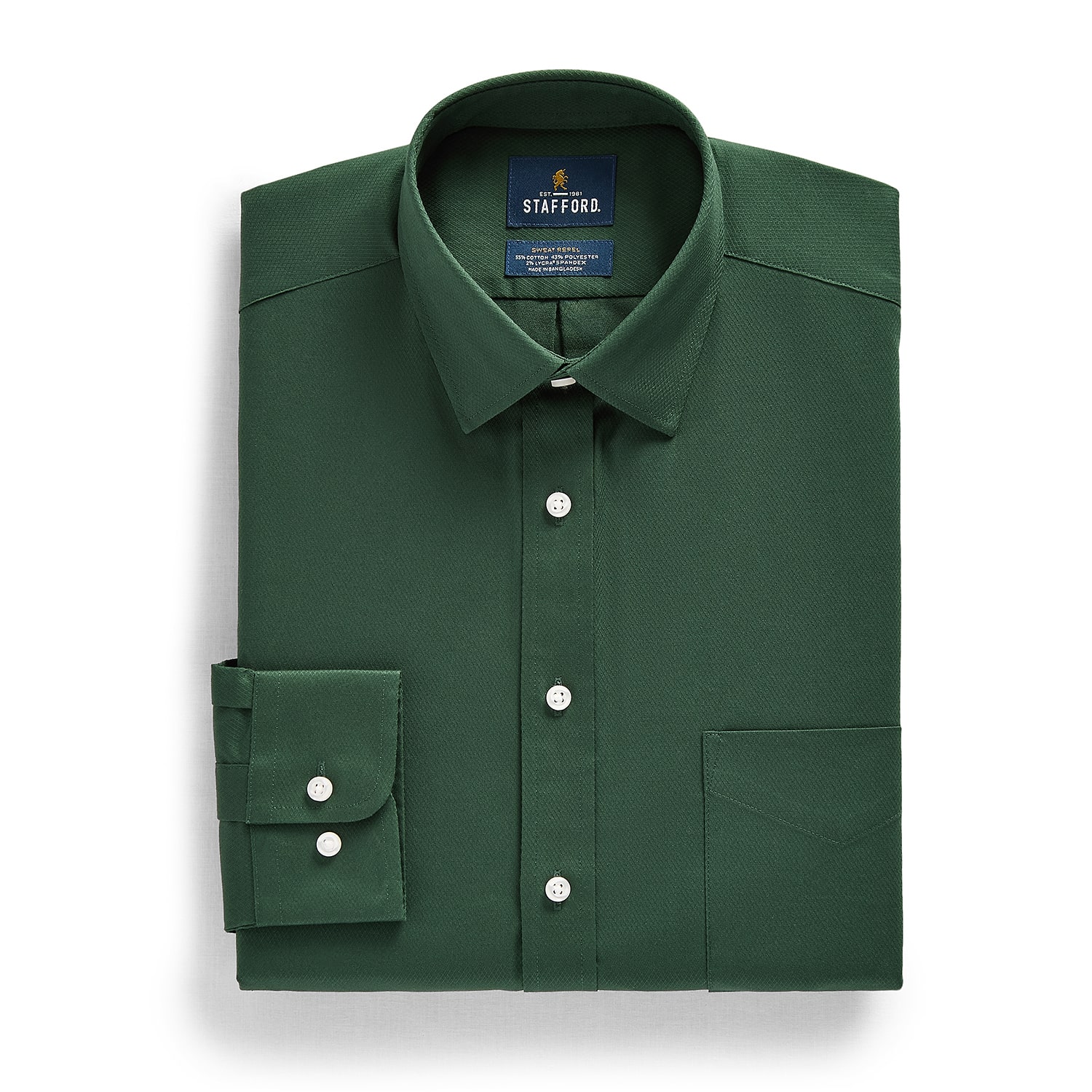 Stafford Sweat Repel Advanced Performance Mens Regular Fit Stretch Fabric Wrinkle Free Long Sleeve Dress Shirt