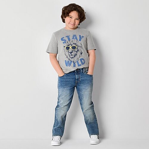 Thereabouts Little & Big Kid Boys Adjustable Waist Stretch Fabric Slim Fit Jean, 20, Blue