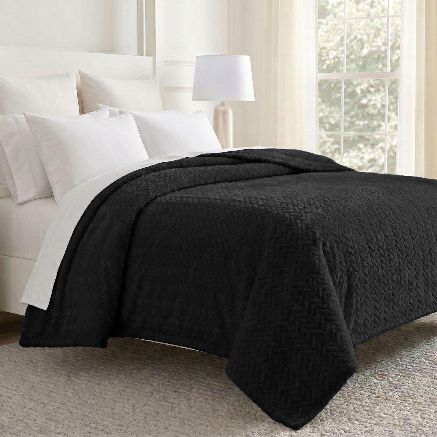 SUPERIOR® Hope All Season Herringbone Embossed Chevron Fleece Blanket