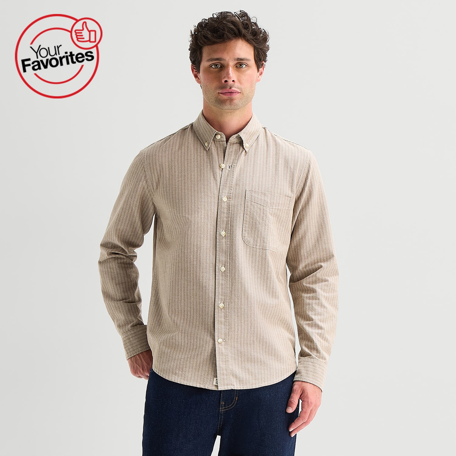 mutual weave Mens Long Sleeve Regular Fit Button-Down Shirt