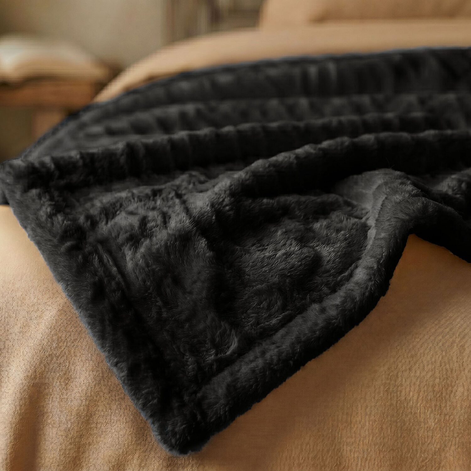 SUPERIOR® Kacey Luxe Ribbed Breathable Plush Corduroy-Style Fleece Striped Blanket