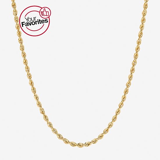 14K Gold 16 - 30 Inch Semi-Solid Sparkle Rope Chain Necklace
