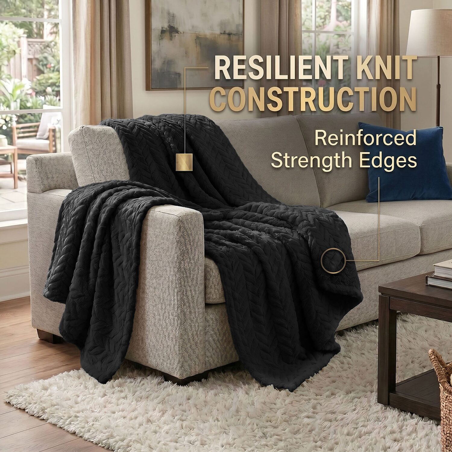 SUPERIOR® Hope All Season Herringbone Embossed Chevron Fleece Blanket