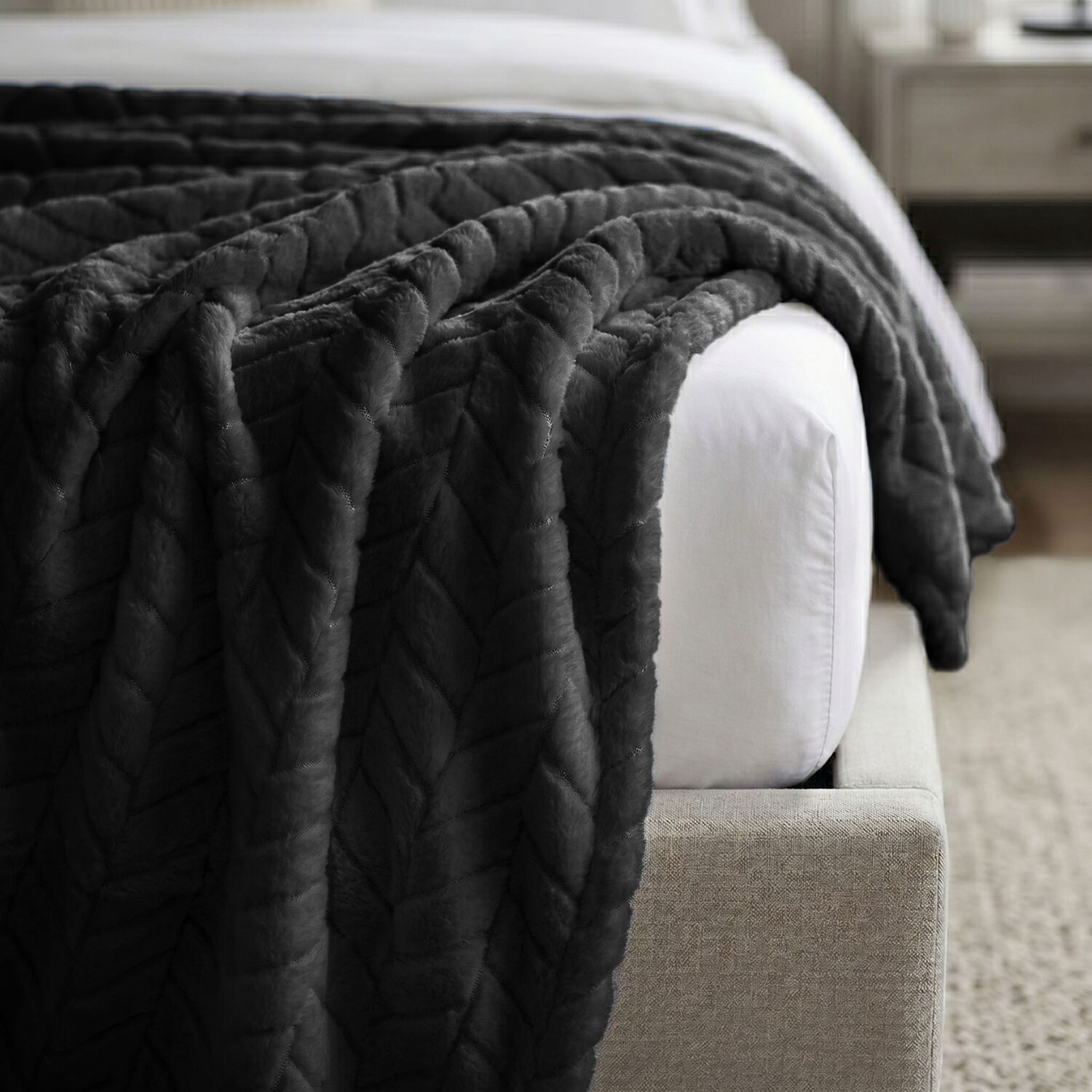 SUPERIOR® Hope All Season Herringbone Embossed Chevron Fleece Blanket
