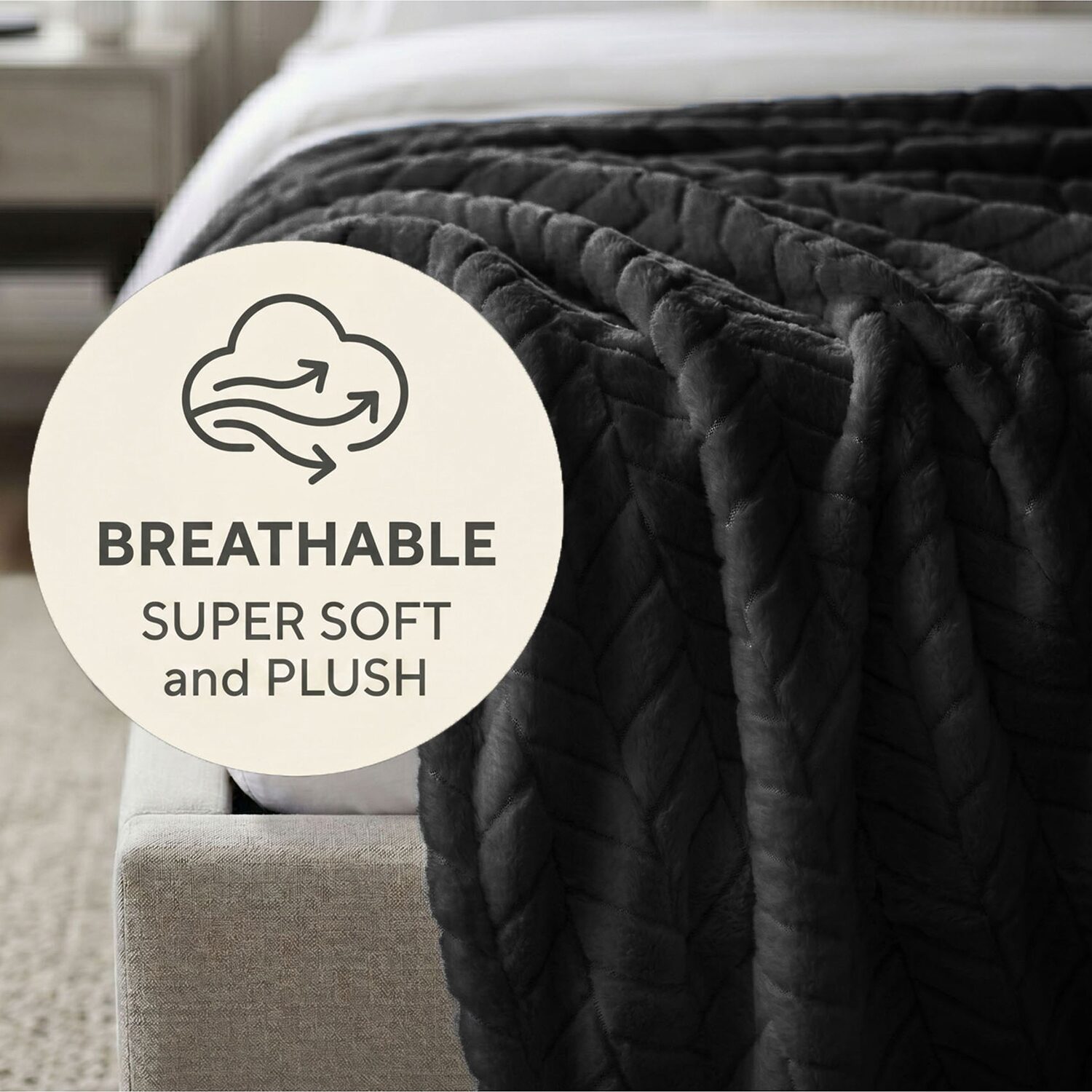 SUPERIOR® Hope All Season Herringbone Embossed Chevron Fleece Blanket