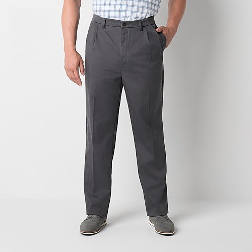 St. John's Bay Universal Easy Care Extender Mens Big and Tall Classic Fit Pleated Pant, 56 32, Gray