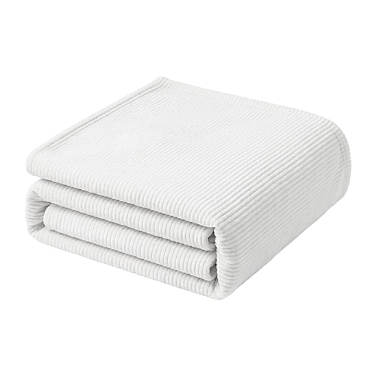 SUPERIOR® Kacey Luxe Ribbed Breathable Plush Corduroy-Style Fleece Striped Blanket