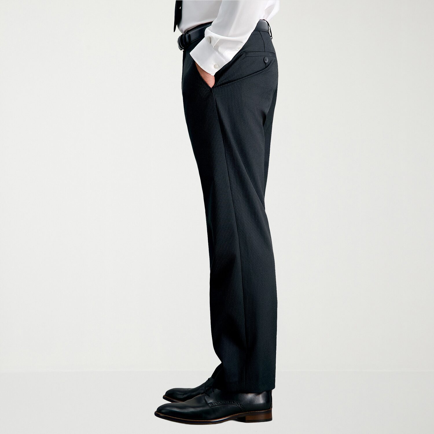Haggar JMH Mens Stretch Fabric Classic Fit Striped Flat Front Suit Pant