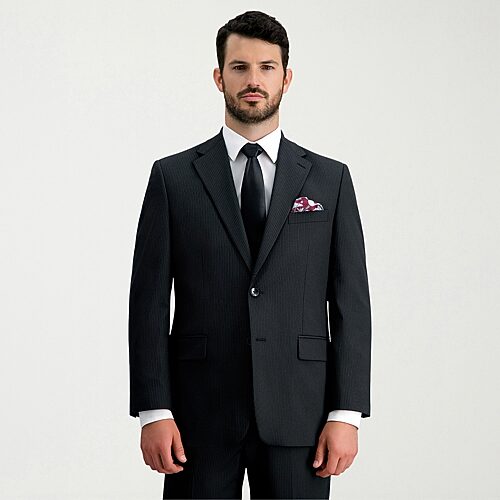 Haggar JMH Mens Classic Fit Striped Suit Jacket, 40 Regular, Black
