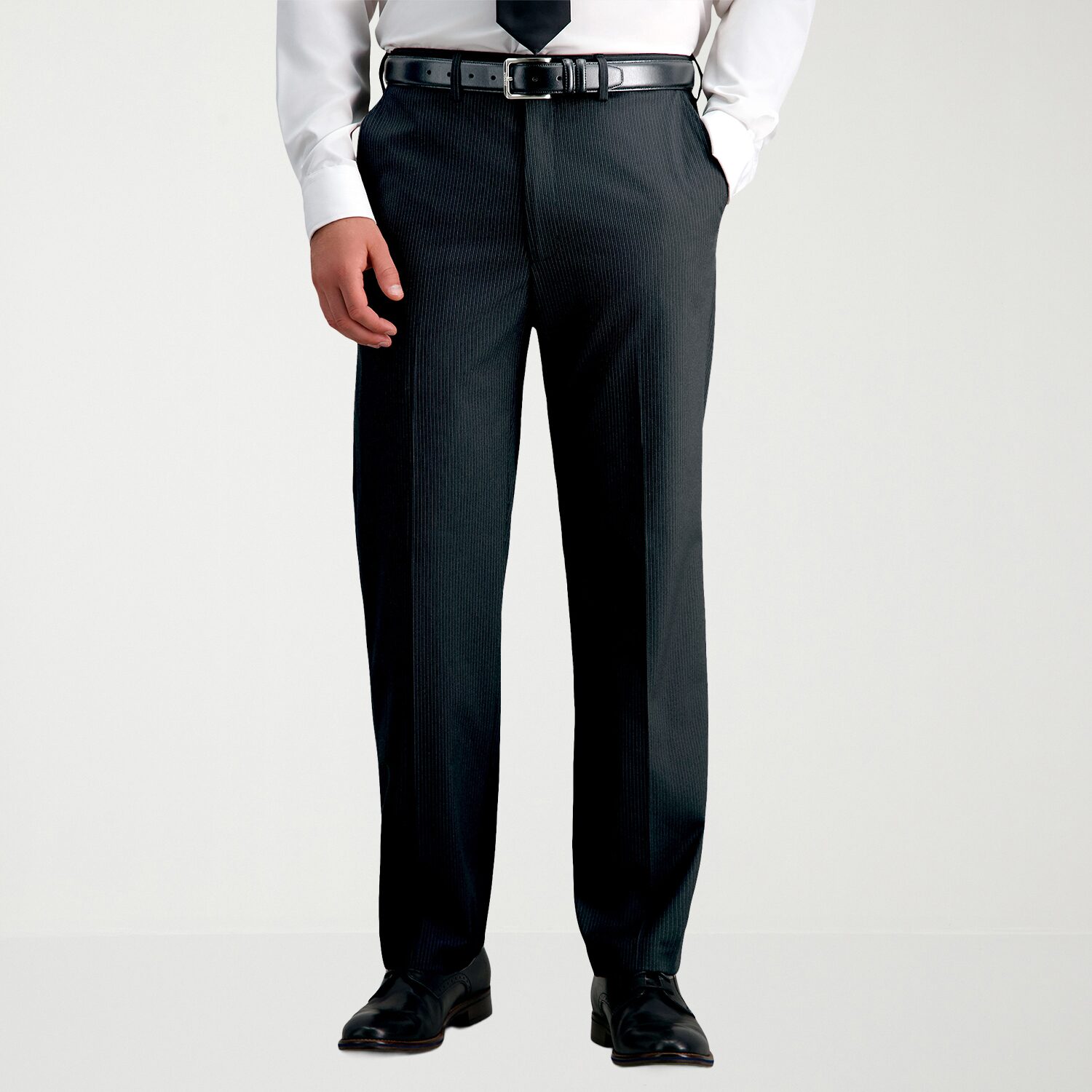 Haggar JMH Mens Stretch Fabric Classic Fit Striped Flat Front Suit Pant