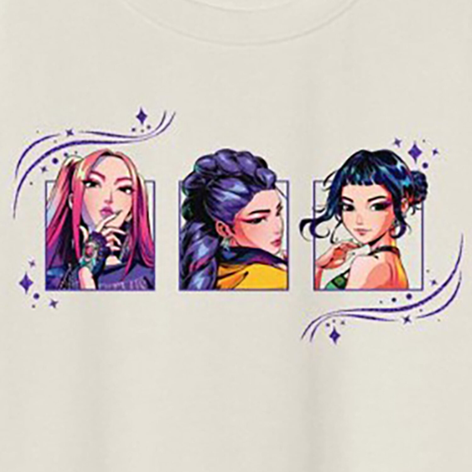 Girls Crew Neck Long Sleeve Regular Fit KPOP Demon Hunters Graphic T-Shirt