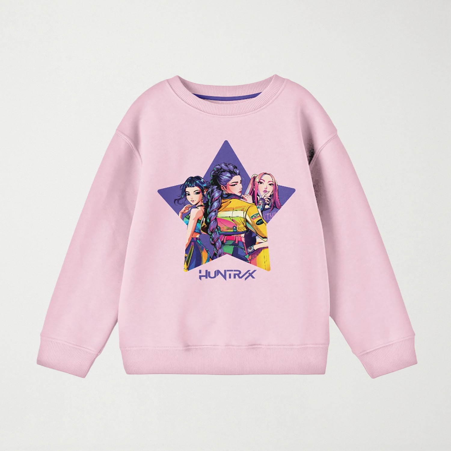 Girls Crew Neck Fleece Long Sleeve KPOP Demon Hunters Sweatshirt