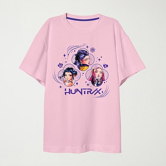 Girls Crew Neck Short Sleeve Regular Fit KPOP Demon Hunters Graphic T-Shirt
