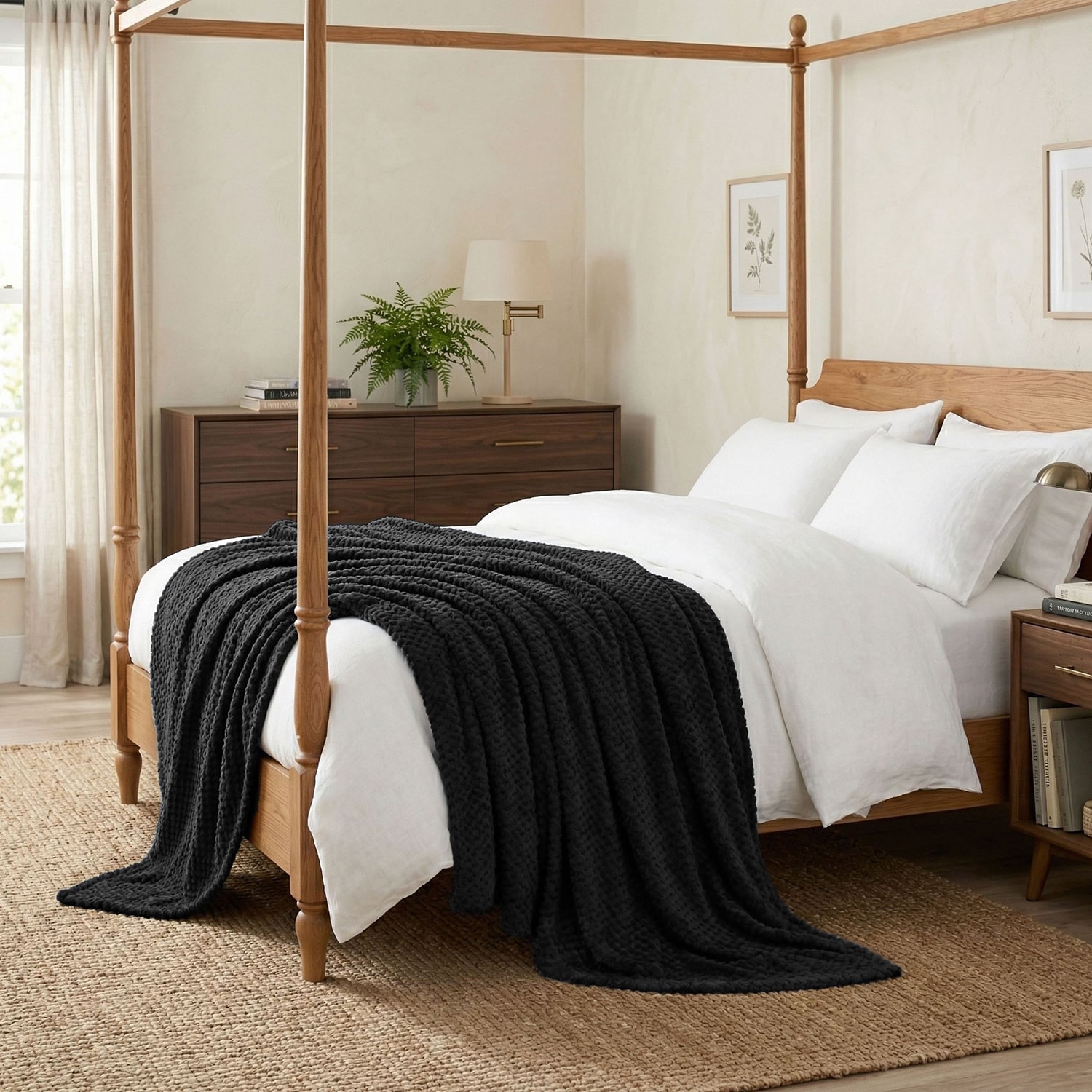 SUPERIOR® Lily Textured Lightweight Pebbled Weave Durable Fleece Hypoallergenic Blanket