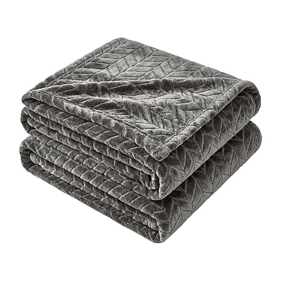 SUPERIOR® Hope All Season Herringbone Embossed Chevron Fleece Chevron Blanket