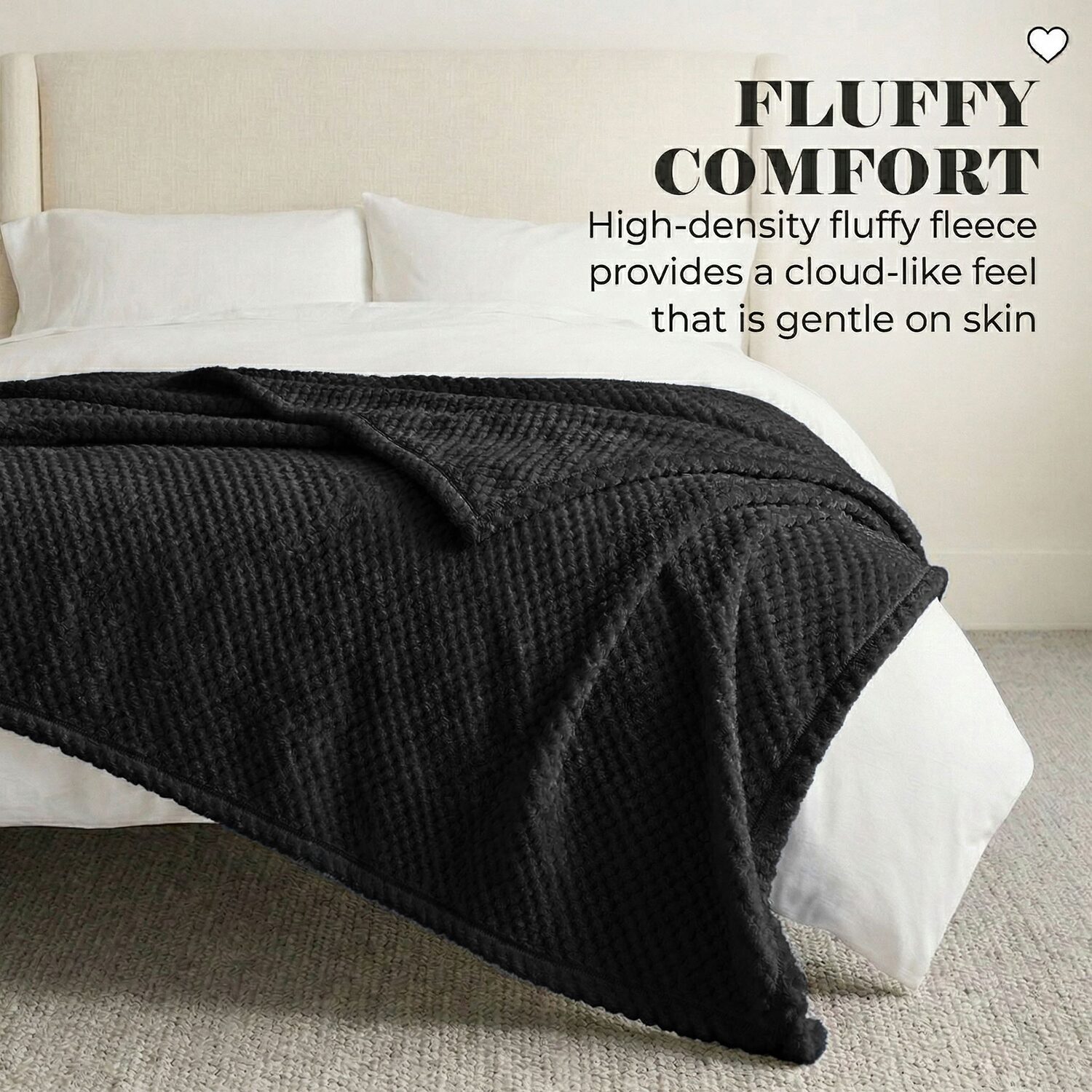 SUPERIOR® Lily Textured Lightweight Pebbled Weave Durable Fleece Hypoallergenic Blanket