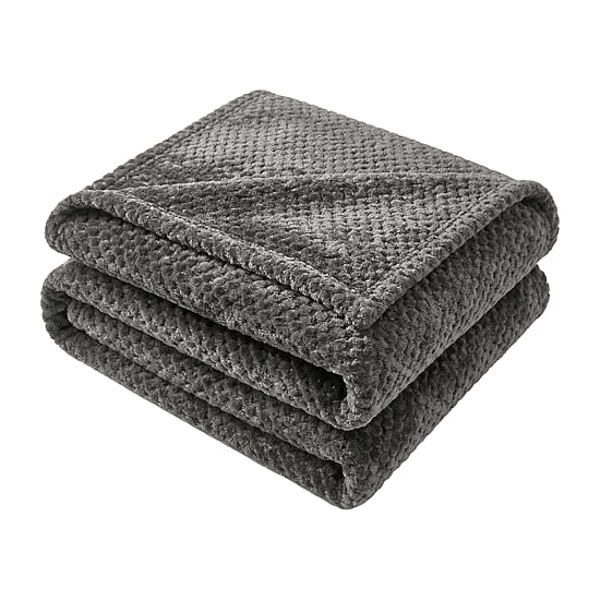 SUPERIOR® Lily Textured Lightweight Pebbled Weave Durable Fleece Hypoallergenic Blanket