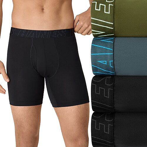 Hanes Mens 3+1 Bonus Pack All Day Dry Boxer Briefs Udxba4, Small, Blue