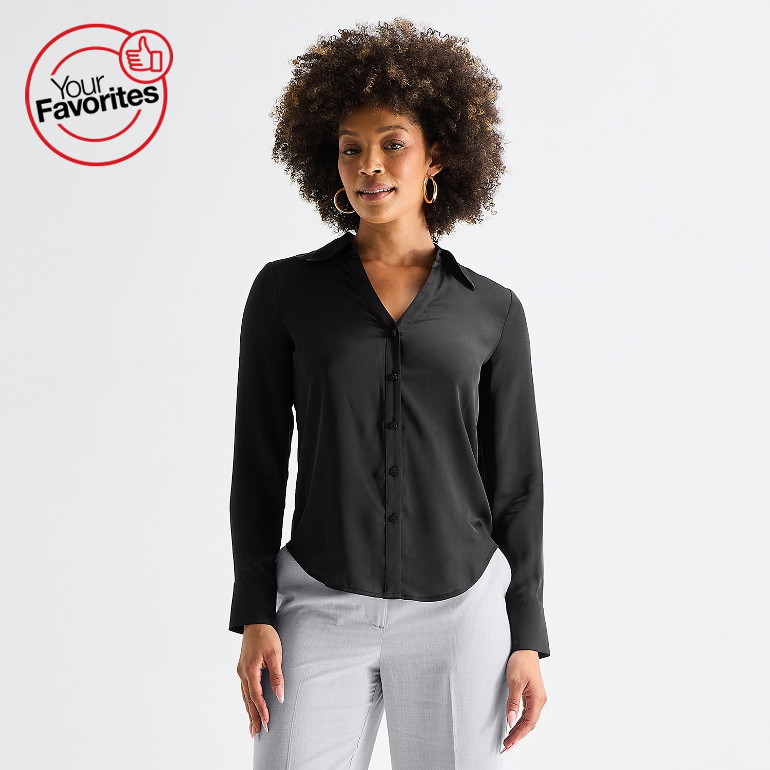 Worthington Womens Long Sleeve Slim Fit Blouse
