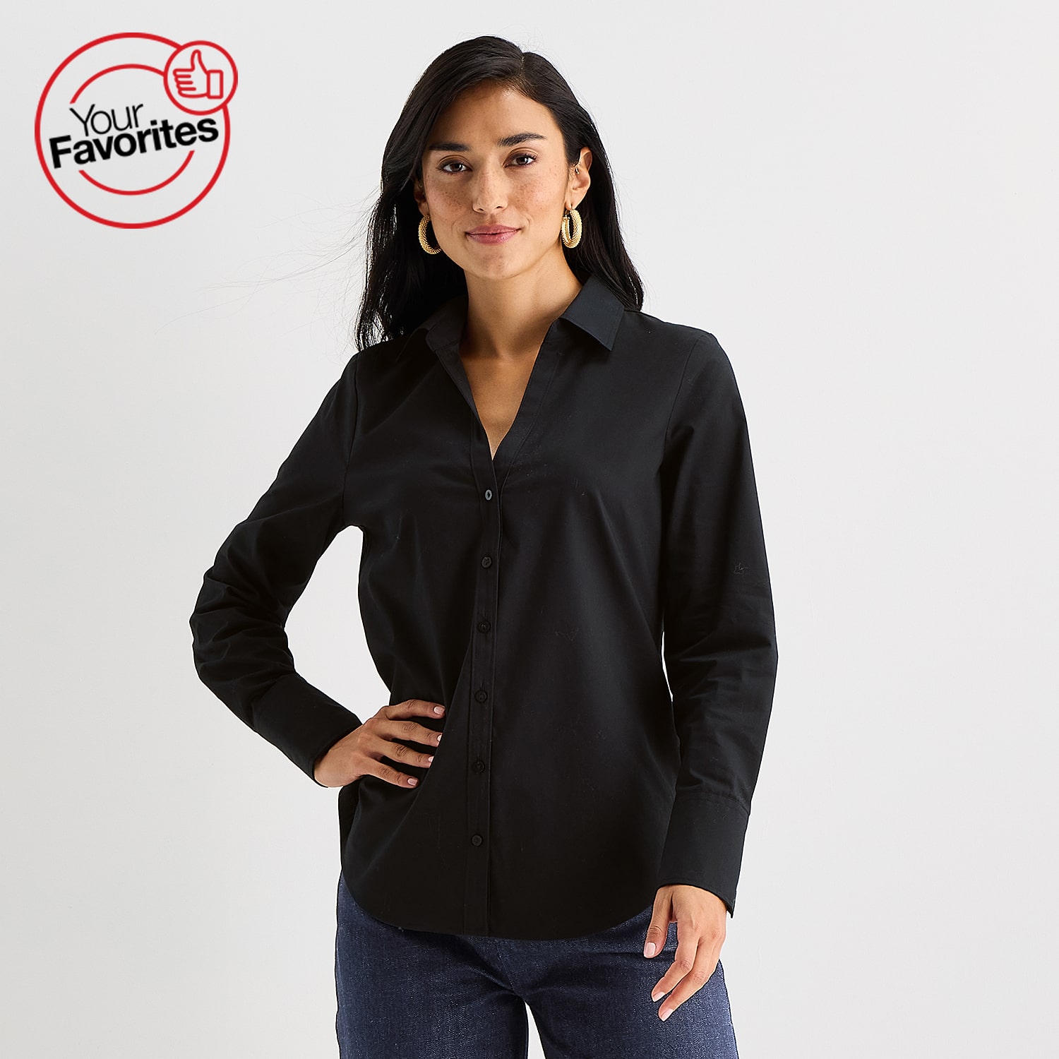 Worthington Womens Essential Poplin Shirt
