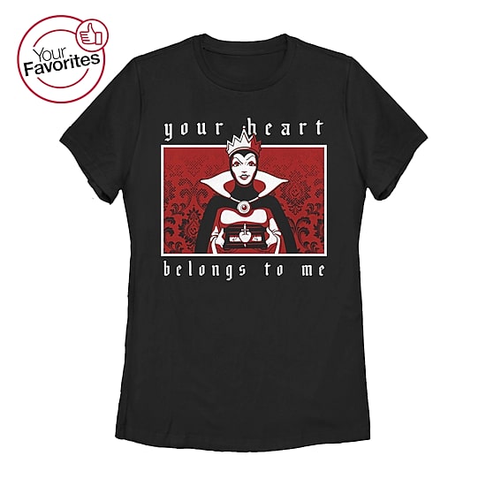Disney Villians Your Heart Belongs To Me Tee Womens Juniors Crew Neck Short Sleeve Regular Fit Evil Queen Snow White Graphic T-Shirt