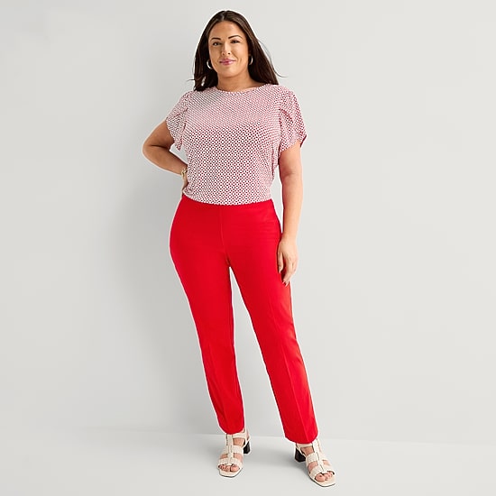 Liz Claiborne Lisa Womens Plus Straight Pull-On Pant