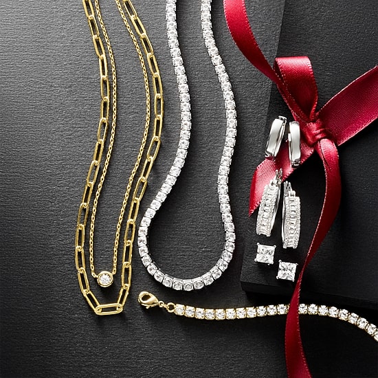 Yes Please! (G-H / Si2-I1) Womens Diamond Accent Lab Grown White Diamond 14K Gold Over Brass 2-pc. Necklace Set