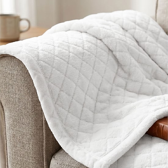 SUPERIOR® Holly High-Density Sleek Windowpane Plush Durable Fleece Grid Blanket