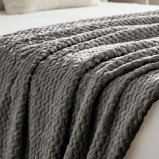 SUPERIOR® Lily Textured Lightweight Pebbled Weave Durable Fleece Hypoallergenic Blanket