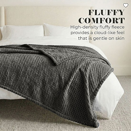 SUPERIOR® Lily Textured Lightweight Pebbled Weave Durable Fleece Hypoallergenic Blanket