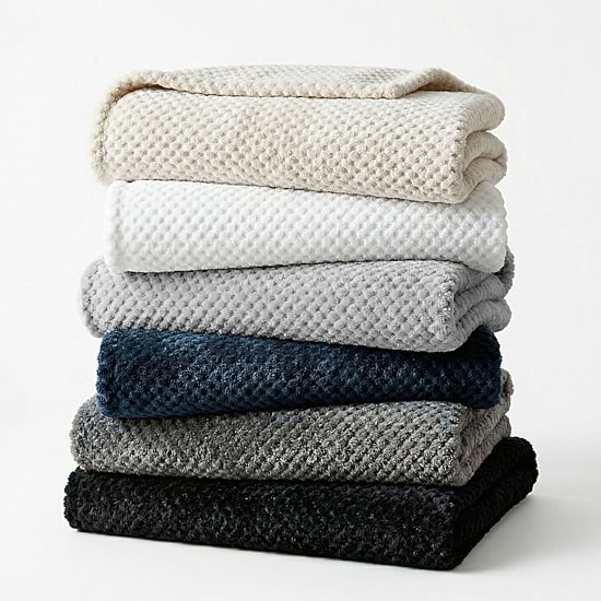 SUPERIOR® Lily Textured Lightweight Pebbled Weave Durable Fleece Hypoallergenic Blanket