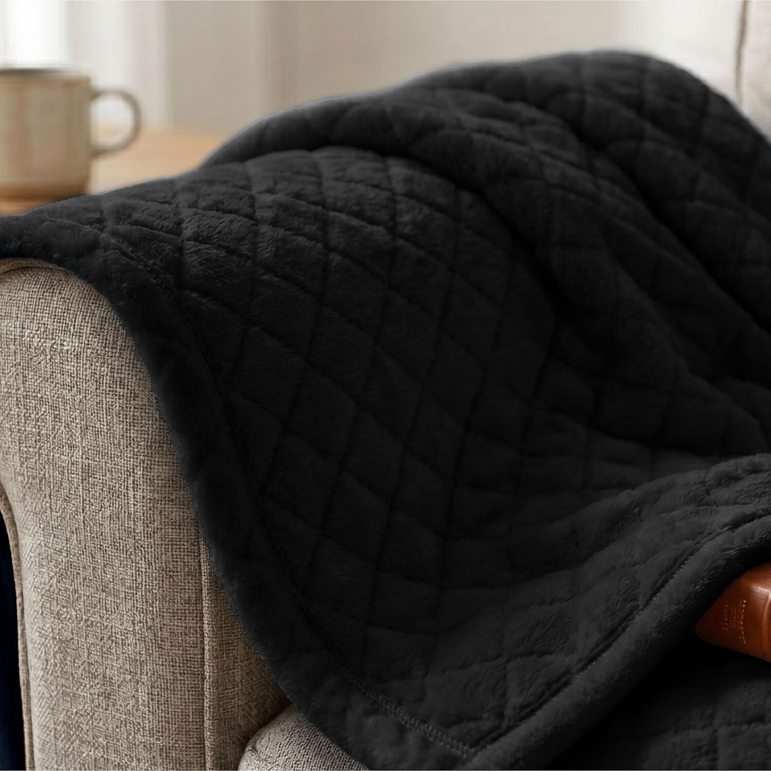 SUPERIOR® Holly High-Density Sleek Windowpane Plush Durable Fleece Grid Blanket