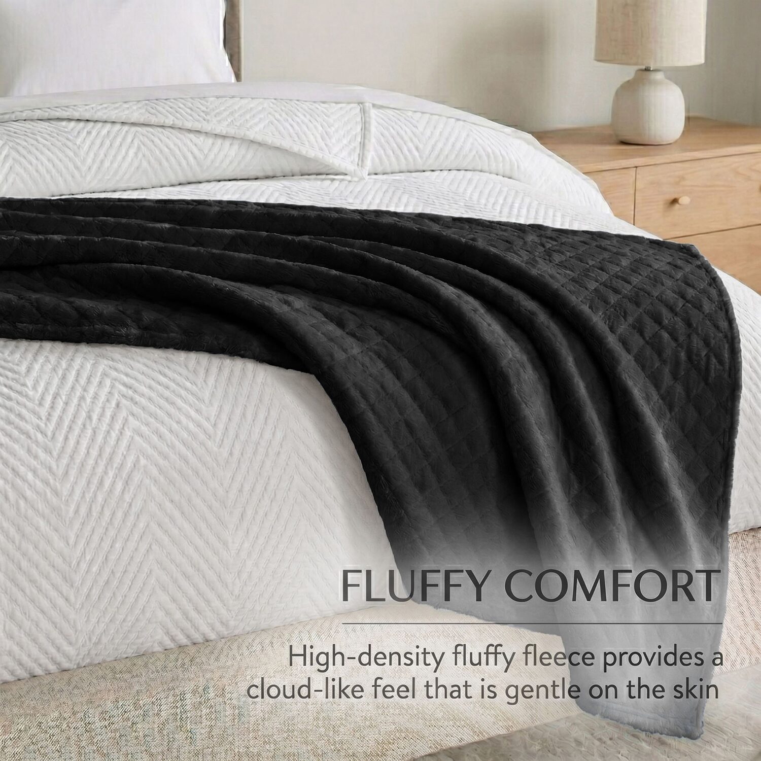 SUPERIOR® Holly High-Density Sleek Windowpane Plush Durable Fleece Grid Blanket
