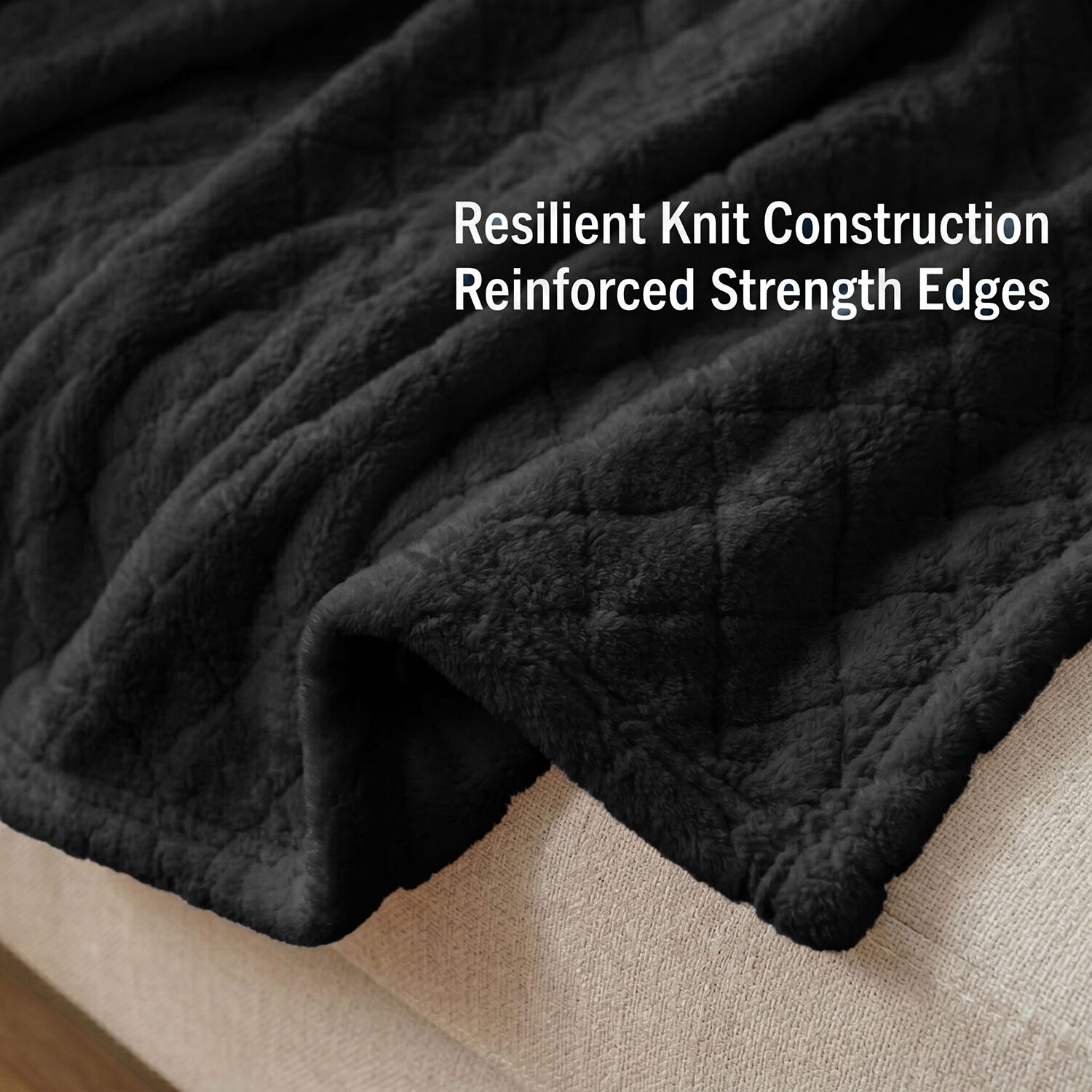 SUPERIOR® Holly High-Density Sleek Windowpane Plush Durable Fleece Grid Blanket