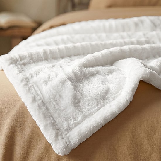 SUPERIOR® Kacey Luxe Ribbed Breathable Plush Corduroy-Style Fleece Striped Blanket
