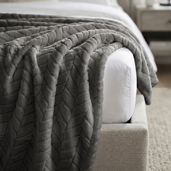 SUPERIOR® Hope All Season Herringbone Embossed Chevron Fleece Chevron Blanket