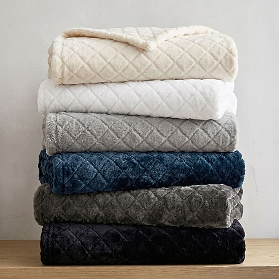 SUPERIOR® Holly High-Density Sleek Windowpane Plush Durable Fleece Grid Blanket