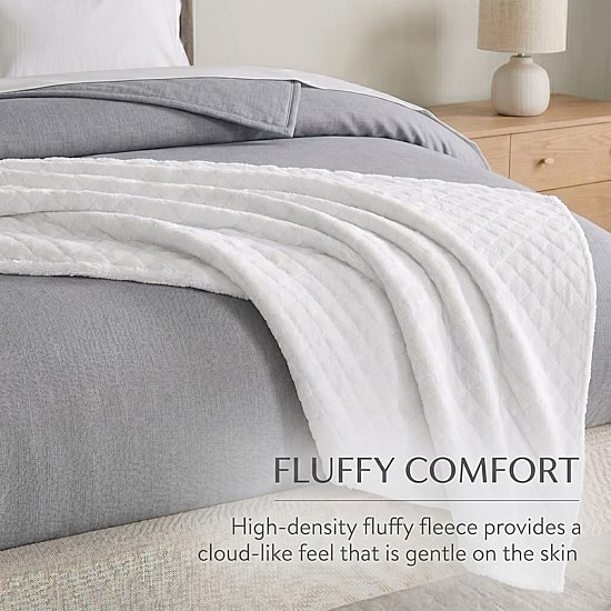 SUPERIOR® Holly High-Density Sleek Windowpane Plush Durable Fleece Grid Blanket