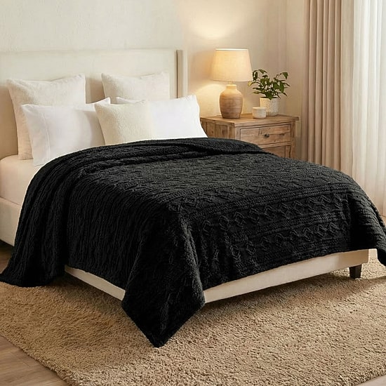 SUPERIOR® Arctic Boho Knit Jacquard Ultra Plush Fleece Geometric Blanket