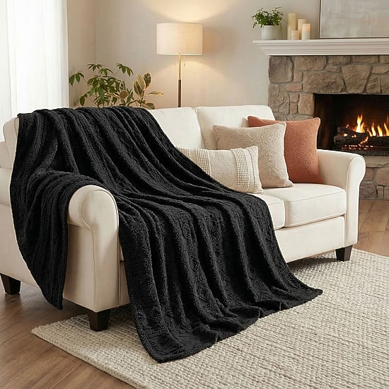 SUPERIOR® Arctic Boho Knit Jacquard Ultra Plush Fleece Geometric Blanket