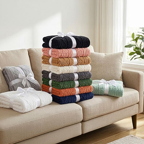 SUPERIOR® Arctic Boho Knit Jacquard Ultra Plush Fleece Geometric Blanket