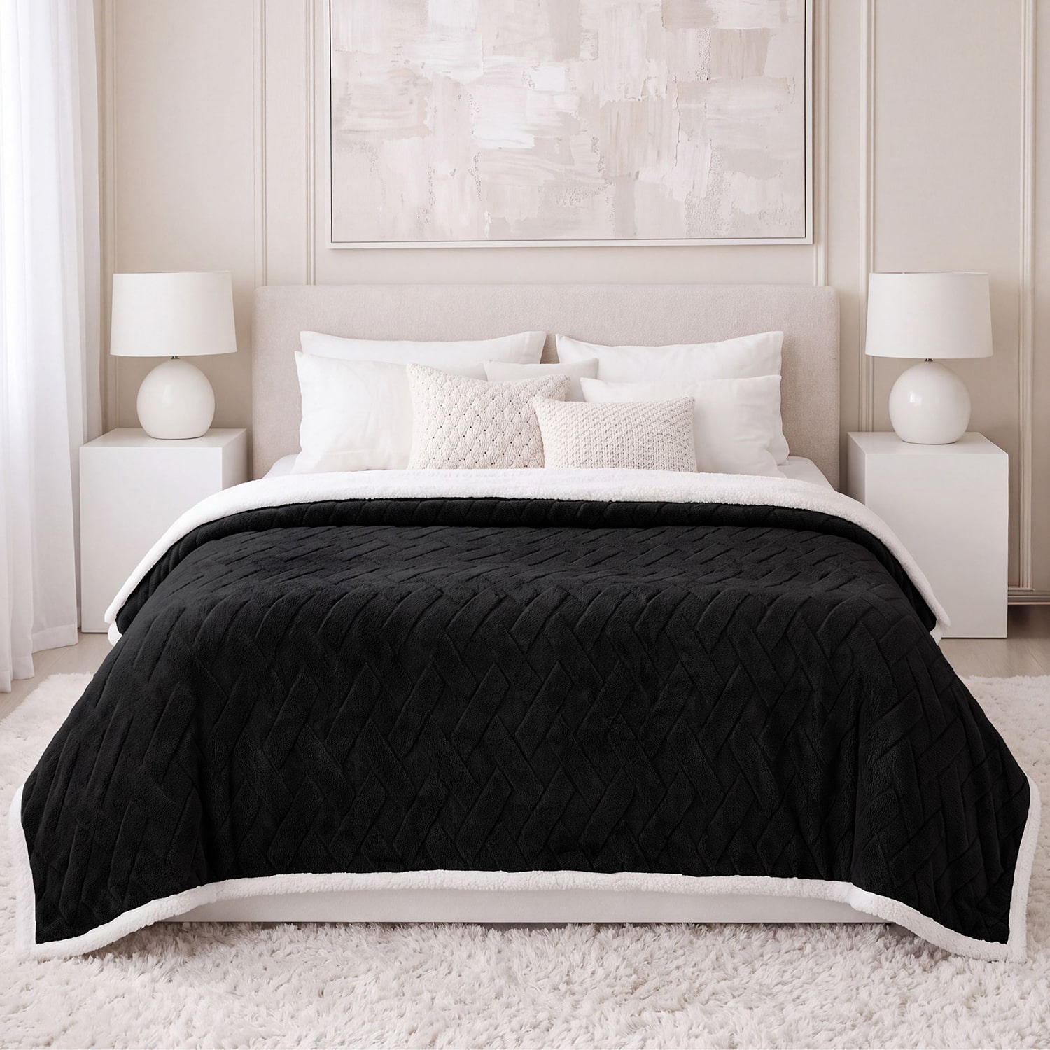 SUPERIOR® Sherpa Nuuk Jacquard Comfort Medium-Weight Fleece Blanket