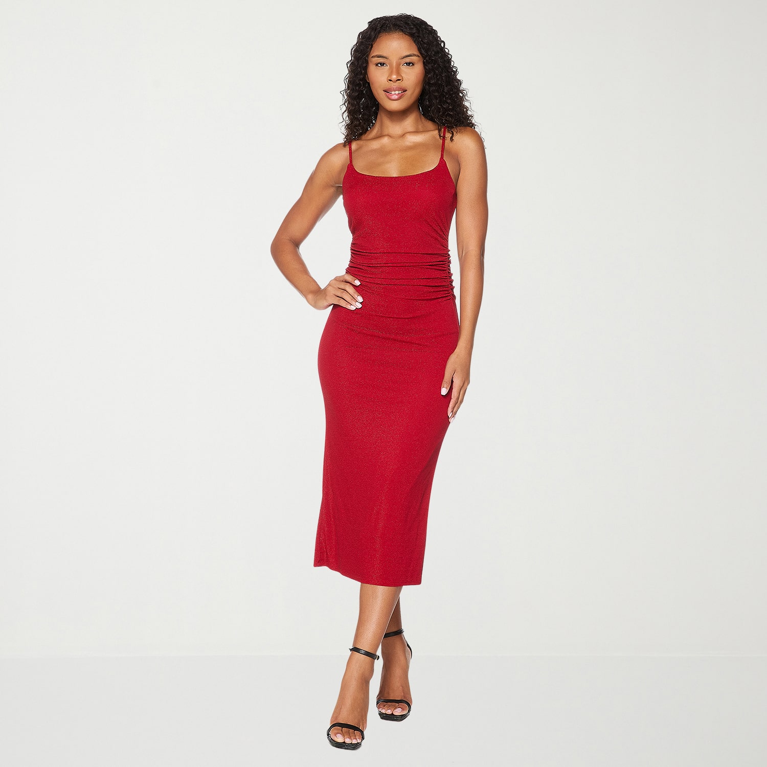 Premier Amour Womens Midi Scoop Neck Sleeveless Sheath Dress