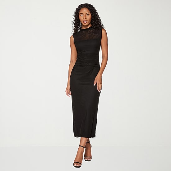 Premier Amour Womens Midi Cowl Neck Sleeveless Sheath Dress