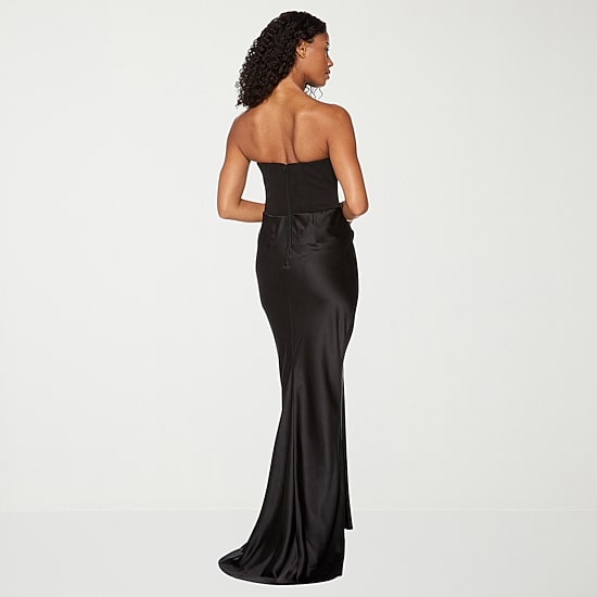 Premier Amour Womens Straight Neck Sleeveless Satin Evening Gown
