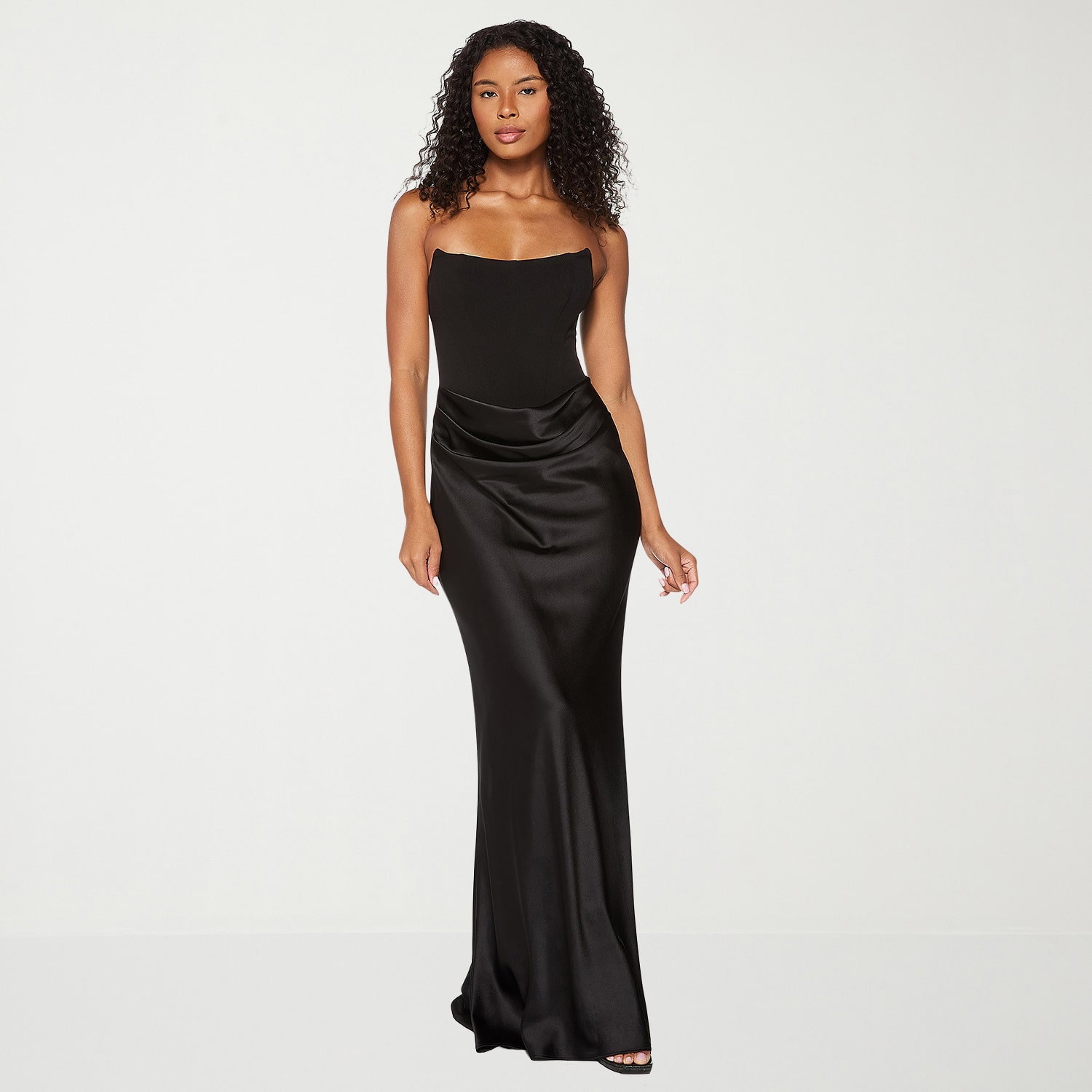 Premier Amour Womens Straight Neck Sleeveless Satin Evening Gown