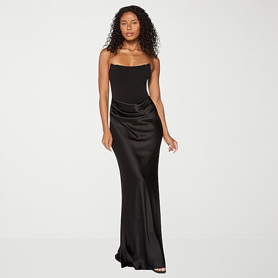 Premier Amour Womens Straight Neck Sleeveless Satin Evening Gown